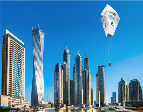 Diamond balloon concept merges tourist attraction with advertising billboard